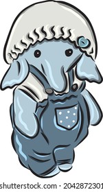 
Color vector illustration:cute blue elephant