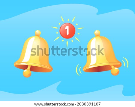Color vector illustrations of bells symbolizing an alert or notification in different states. Universal concept symbol of a ringing bell, call sign at rest, and an indicator of a received messages. 商業照片 © 