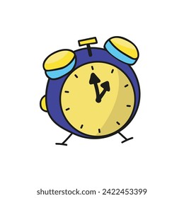 Farbvektorbild einer Alarm-Uhr im Cartoon-Stil. Bild einer Tischuhr auf weißem Hintergrund. Aufwachen von Schlafsymbolen