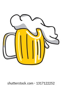 Color vector image of a beer mug. Drink with a lot of foam. Draught beer.Animated image
