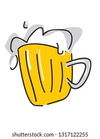 Color vector image of a beer mug. Drink with a lot of foam. Draught beer.Animated image
