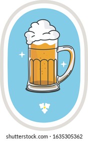 Color vector image of a beer mug on a blue circle