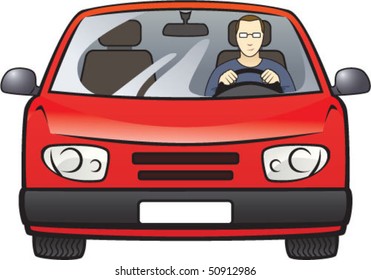 color vector image of car and driver