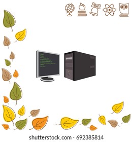 Color vector image. Computer (monitor and system unit)