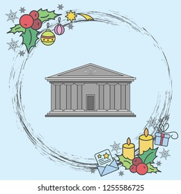 Color vector image. Court building with columns