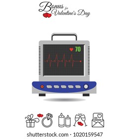 Color vector image. ECG, electrocardiogram monitor
