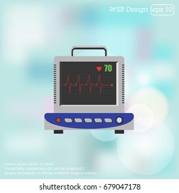 Color Vector Image. ECG, Electrocardiogram Monitor