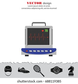 Color vector image. ECG, electrocardiogram monitor