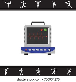 Color vector image. ECG, electrocardiogram monitor