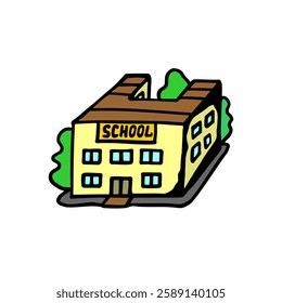 Color vector image of an educational institution icon in a cartoon style on a white isolated background