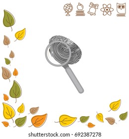 Color vector image. Fingerprint and magnifier