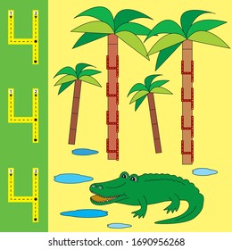 color vector image of funny crocodile and numbers for children