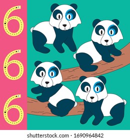 Vektorillustration von lustigen Panda und Kinderzahlen