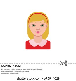 Color vector image. Girl, schoolgirl. Portrait of a small girl
