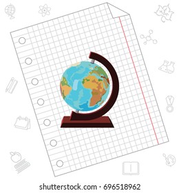 Color vector image. Globe icon. Globe on a wooden stand