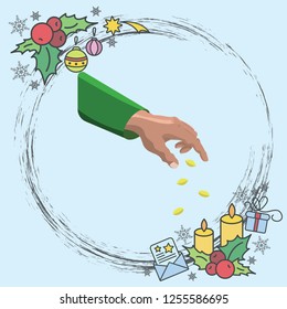 Color vector image. Hand sowing seeds