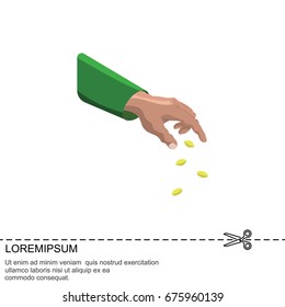 Color vector image. Hand sowing seeds