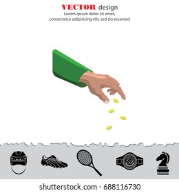 Color vector image. Hand sowing seeds