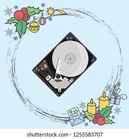 Color vector image. HDD, hard disk