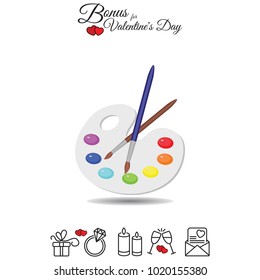 Color vector image. Palette of colors. Paints and a brush for drawing