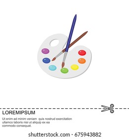 Color vector image. Palette of colors. Paints and a brush for drawing