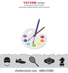 Color vector image. Palette of colors. Paints and a brush for drawing