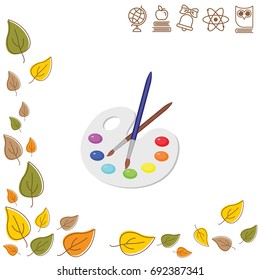 Color vector image. Palette of colors. Paints and a brush for drawing