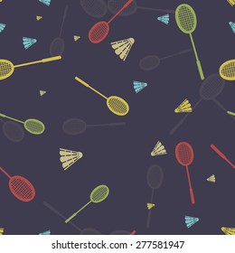 Color vector image, pattern with badminton, shuttlecook, for design