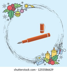 Color vector image. Pen with cap