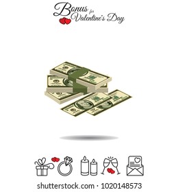Color vector image. A pile of money. Cash. Dollars