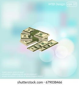 Color vector image. A pile of money. Cash. Dollars
