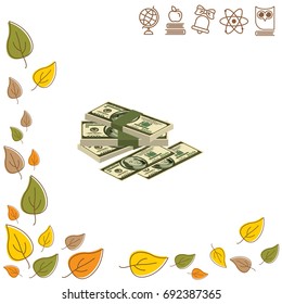Color vector image. A pile of money. Cash. Dollars