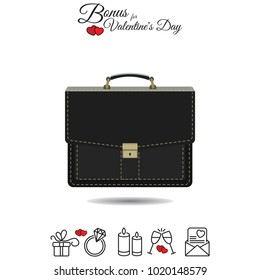 Color vector image. Portfolio, black briefcase