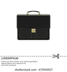 Color vector image. Portfolio, black briefcase