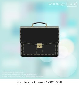 Color vector image. Portfolio, black briefcase