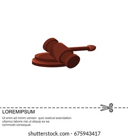 Color vector image. Referee's hammer. Judge's wooden gavel 