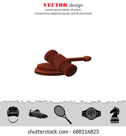 Color vector image. Referee's hammer. Judge's wooden gavel 