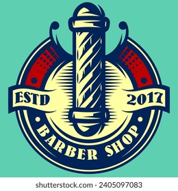 Imagen vectorial de color con una plantilla de estilo retro para una barbería.