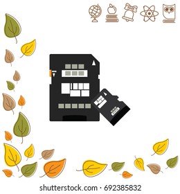Color vector image. SD card icon, memory card, micro SD card