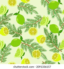 Color vector image seamless citrus background.