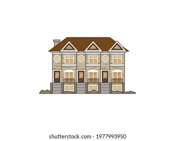 a color vector image showing a brown house, is suitable for use in construction or real estate