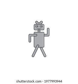 a color vector image showing a robot created using geometric shapes, may be suitable for children`s parties