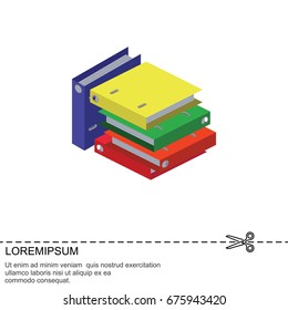 Color vector image. A stack of folders. Bright office folders
