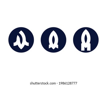 imagen vectorial de color de tres cohetes blancos sobre un fondo azul oscuro, se puede utilizar como icono