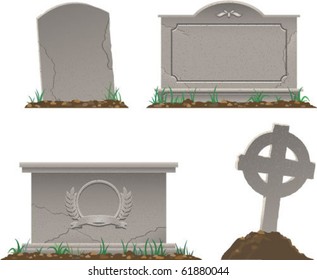 color vector image of various tombstones