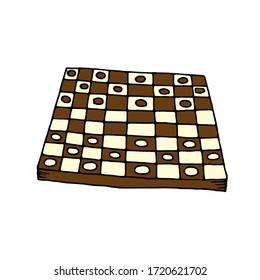 color, vector isolated element in doodle style, checkers board game