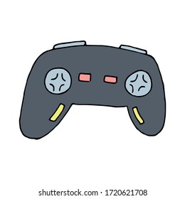 color vector isolated element in doodle style, game console joystick, control panel