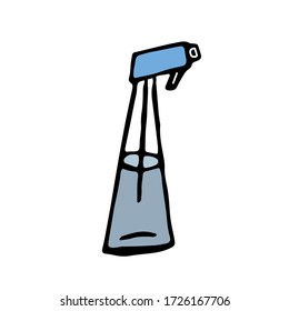 color vector isolated element in doodle style, window cleaner, spray, cleaning