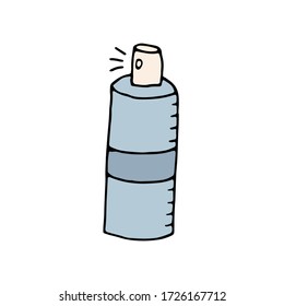 color vector isolated element in doodle style, antiseptic sanitizer in spray, aerosol