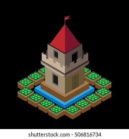 Color vector isometric Castle on a black background